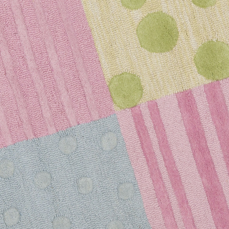 Kruetzen Geometric Handmade Tufted Blue/Pink Area Rug, Rectangle 2' x 3'