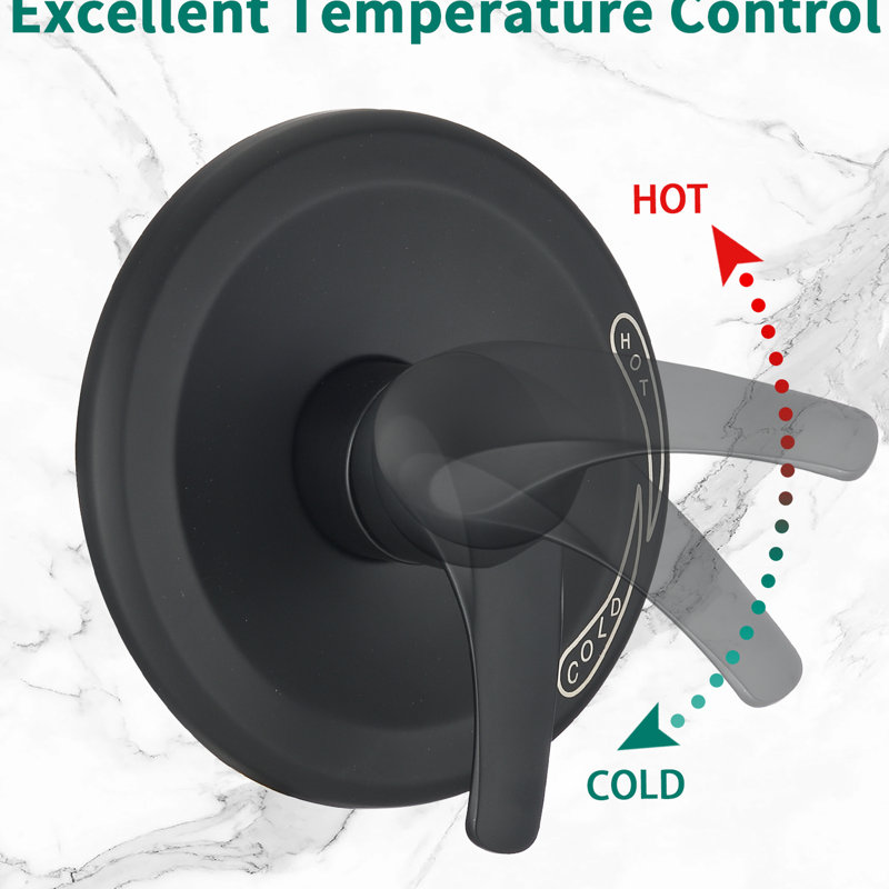 Douche à barre coulissante en acier inoxydable, deux têtes de douche, noir mat, débit de 1,8 gallon par minute, débit de décoloration, caractéristique de l'eau