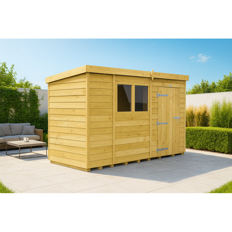 11ft x 4ft Pent Shed - Single Door with Windows