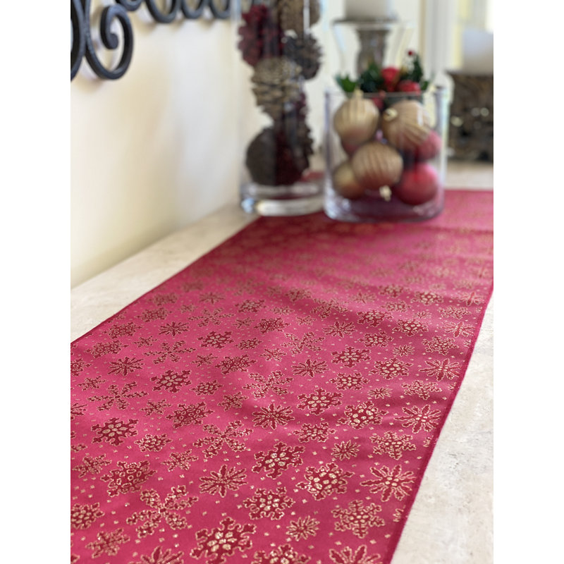 Metairie Geometric Christmas Table Runner, 90" L x 12" W, Red
