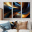 «Whirling Streams Gold Blue - Abstract Modern Waves», ensemble d'art mural-93818317-93818305