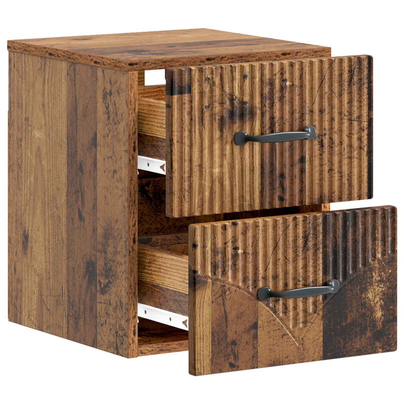 34.5cm W Manufactured Wood Bedside Table, Old Wood