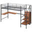 Lit mezzanine simple en métal avec bureau et grille - noir. Structure. Et arrangement de garde-robe. Polyvalent pour différentes utilisations. Complète le style de la pièce. Matelas non inclus grille noire. Cadre, n'importe quel look. Espace-1867463534-1867463531
