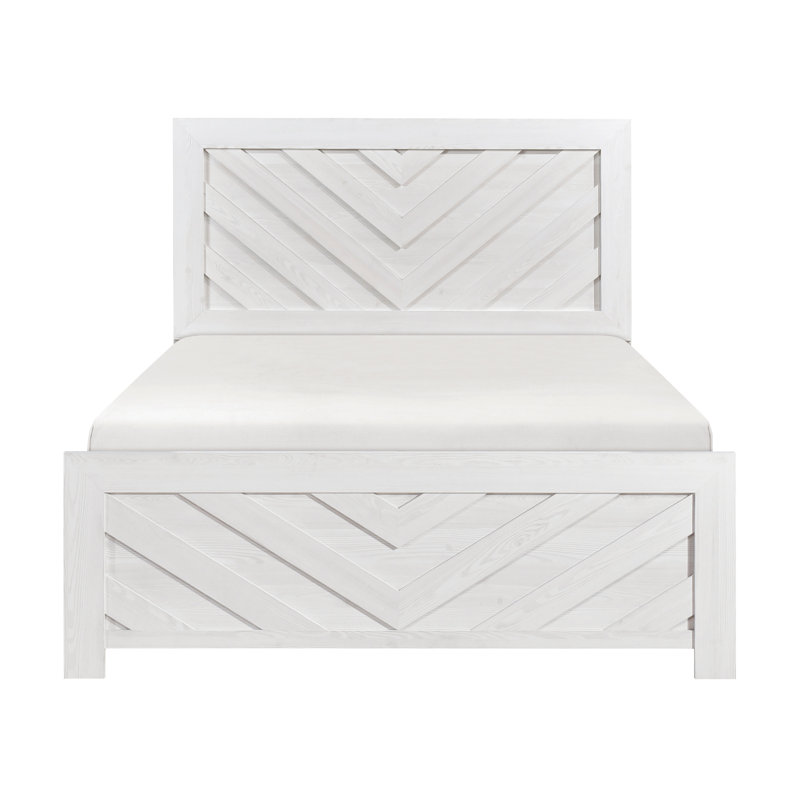 Lit double contemporain de style contemporain avec finition blanche et tête de lit