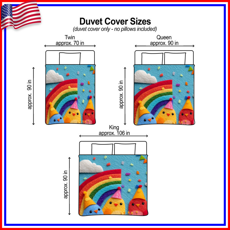 Colorful Birds Party Duvet Covers, Queen