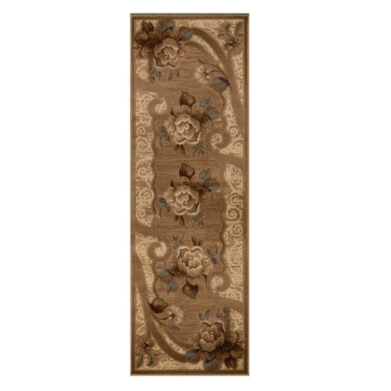 Tapis intérieur à volutes Lassiter, Tapis de couloir 2 pi 6 po x 8 pi, Crème/beige