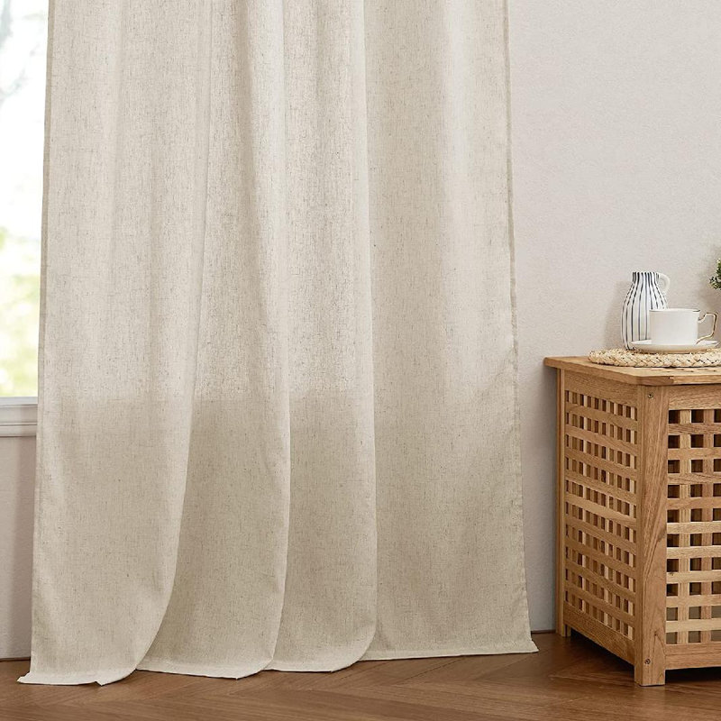 Paire de rideaux semi-transparents avec passe-tringle Storrie, Beige, L 52 po x L 63 po