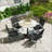 Marble-Look Sintered Stone Square Table - Heavy-Duty Cast Iron Base For Bistro, Cafe, Bar & Home Use-439542062