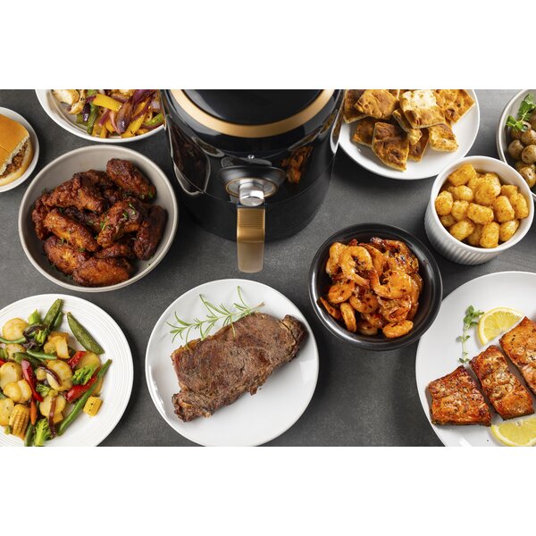 Aria 2Qt Teflon-Free Ceramic Retro Air Fryer with Cookbook Including Keto  and Vegan Recipes - Black 