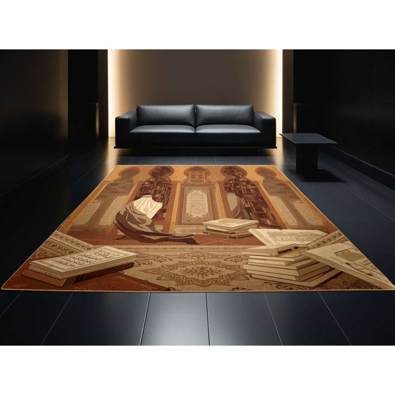 Soft Plush Luyster Classic Oriental Area Rug in Brown – LightBrown Binding, 2x3