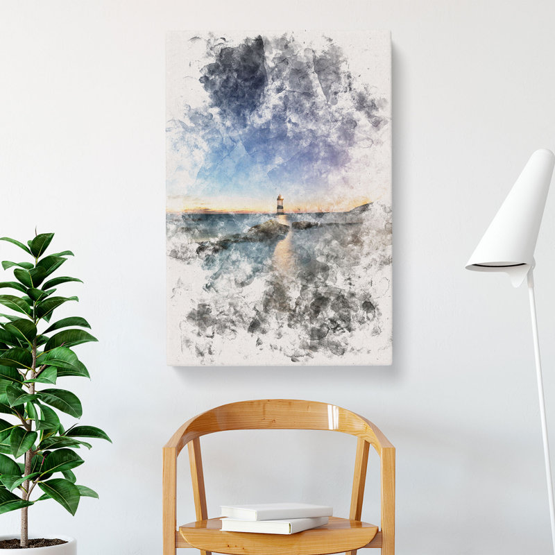 Penmon Lighthouse In Anglesey Wales - Wrapped Canvas Painting, 60cm H x 40cm W x 3cm D