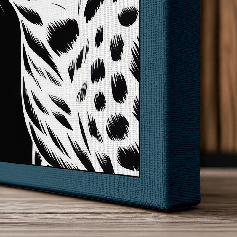 Leopard Profile Modern - Wrapped Canvas, 18x12 - 45.7 x 30.5 cm, Teal Border
