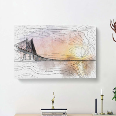 Vasco da Gama Bridge in Portugal in Abstract - Wrapped Canvas