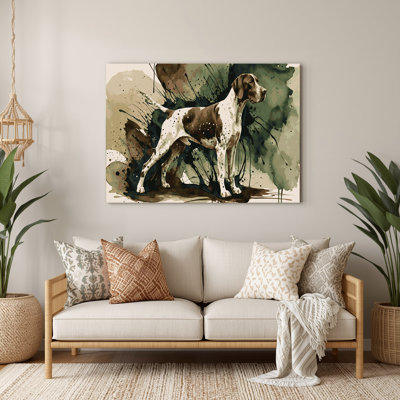 Dogs German Shorthaired Pointer, art mural en métal beige