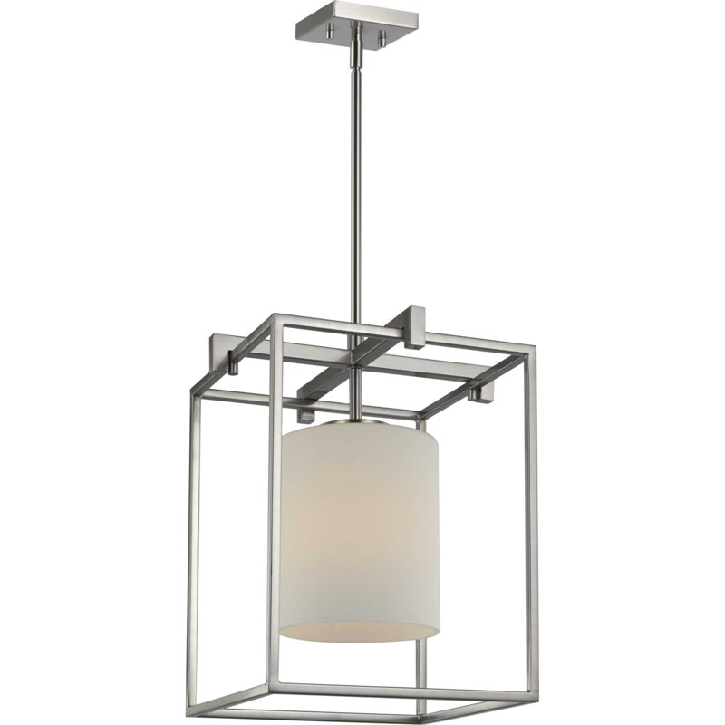 Luminaire suspendu rectangulaire à 1 lumière Alexi, Argent