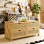 Table basse en rotin et bois, 4 tiroirs avec rangement-193139661-196337138