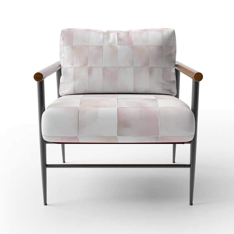 Chaise rembourrée Modern, Bras ronds bruns