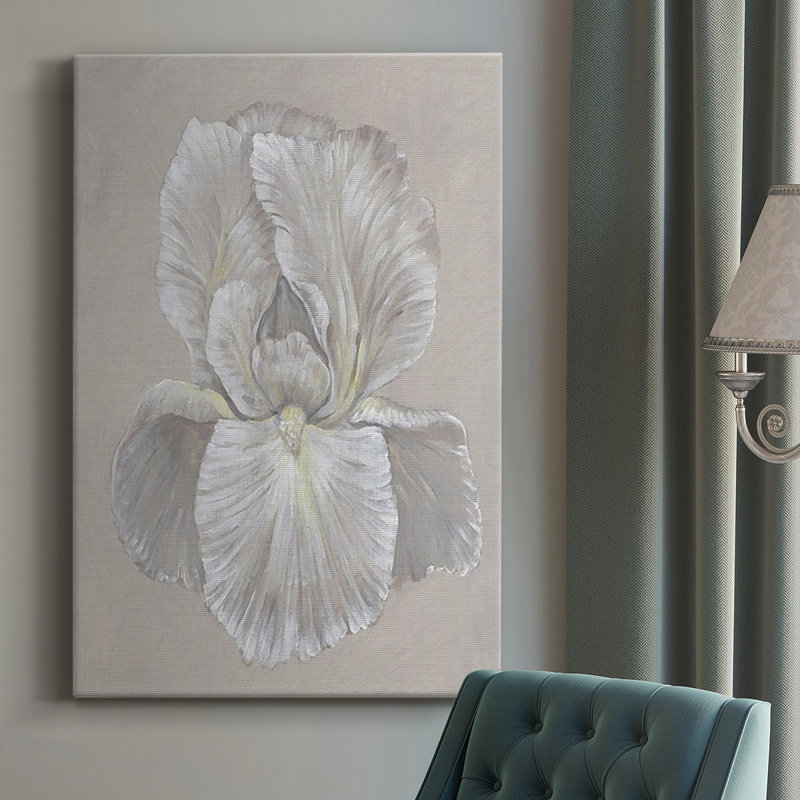 White Iris I - Toile tendue avec châssis de qualité supérieure - prête à être accrochée, H 60 po x l 40 po x P 1 po