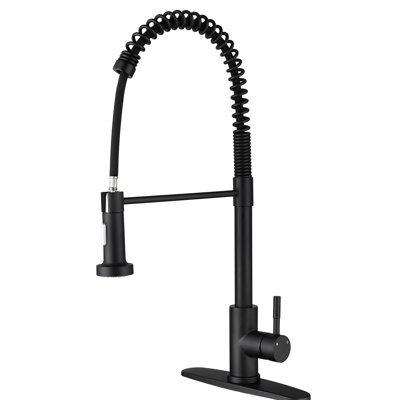 Robinet de cuisine noir mat avec douchette extractible, acier inoxydable, buse pivotante à 360 ° pour une utilisation uniforme de l'eau, revêtement anticorrosion et antirouille, poignée rotative à réglage de la température à une poignée