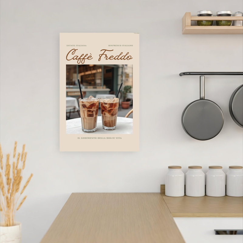 Rafraîchissant café glacé italien contemporain, impression d'art urbain urbain, 18" H x 12" W