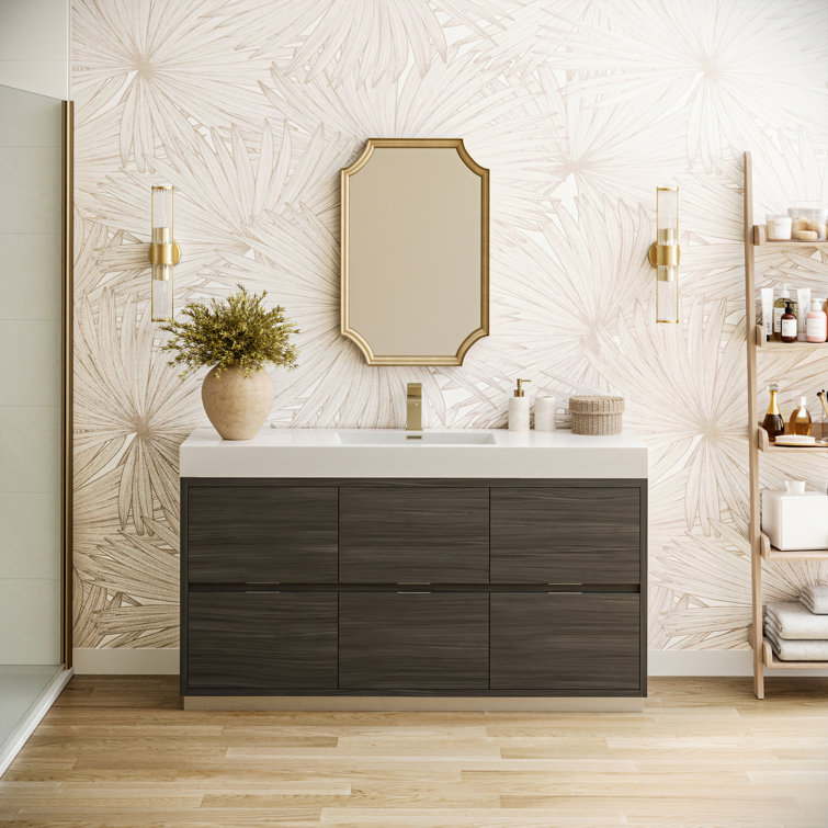 Valencia 60" Freestanding Single Modern Bathroom Vanity with Ingegrated Sink - Faucet Not Included