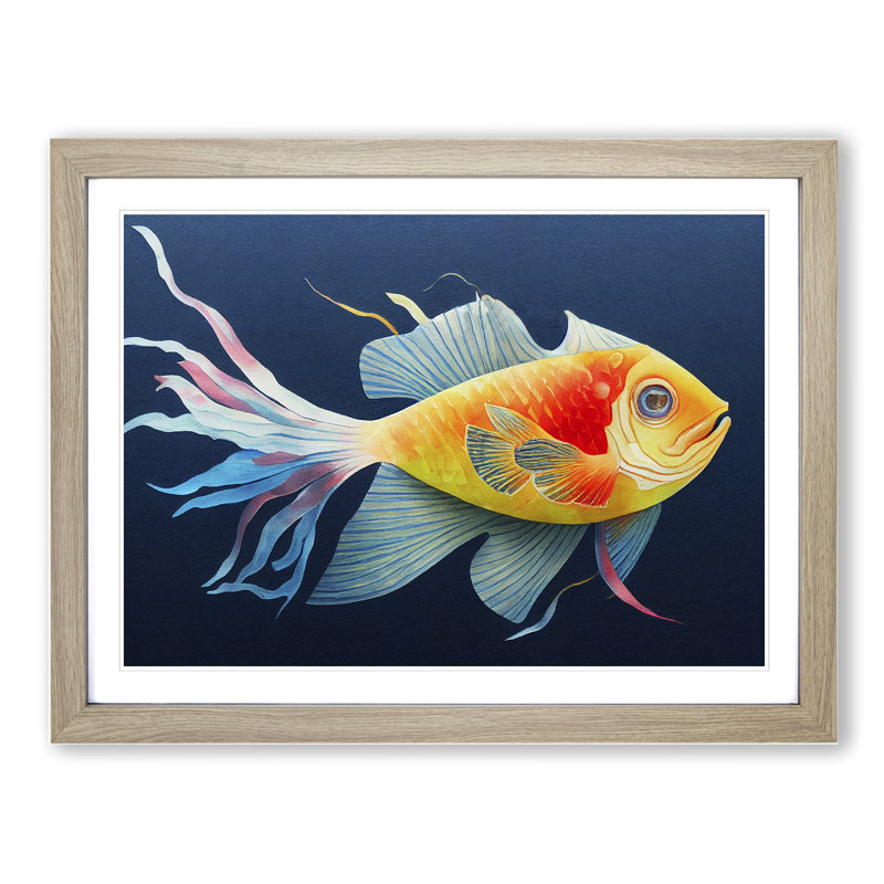 Watercolour Fish Vol.2 Framed Print, 46cm H x 64cm W x 2cm D, Oak