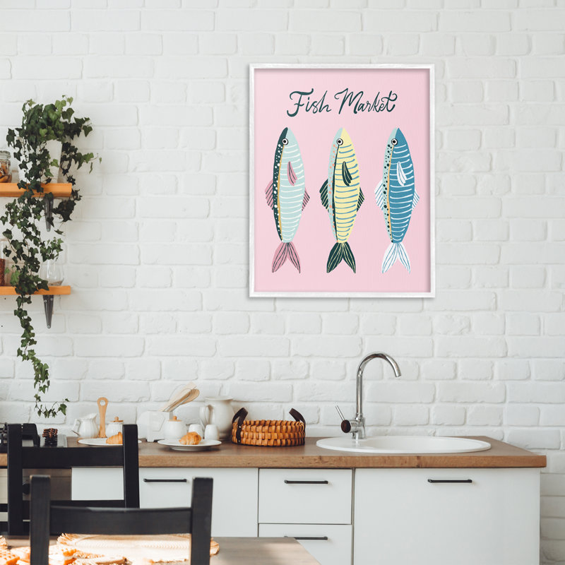 Giclée encadrée «Quirky Coastal Fish Market» par Hey Bre! Creative Studio, H 20 po x l 16 po