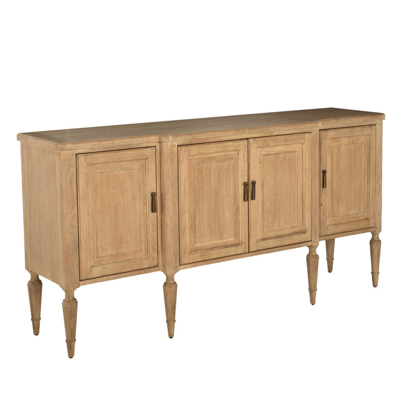 Mathis Wood Sideboard - 3 Shelves, Rustic French Oak/Aged Antique Brass
