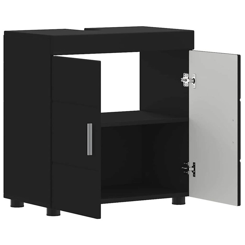  Bathroom Basin Cabinet With Storage 60 X 34 X 63 Cm, Black