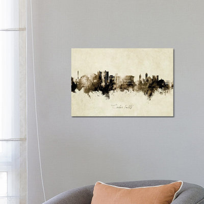 Cedar Falls Iowa Skyline Vintage by Michael Tompsett - 1 Piece Wrapped Canvas Wall Art