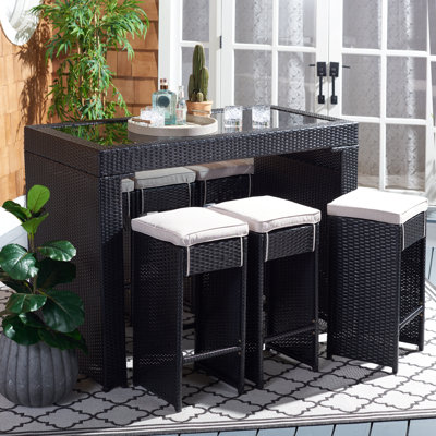 Weisser 6 - Person Wicker Patio Dining Set with Rectangular Table , Cushions Included