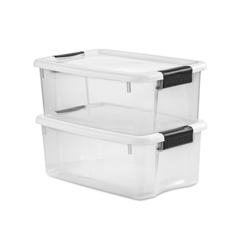 Sterilite Clear Plastic Stackable Storage Bin with White Latch Lid, 7'' H x 12.25'' W x 18.125'' D