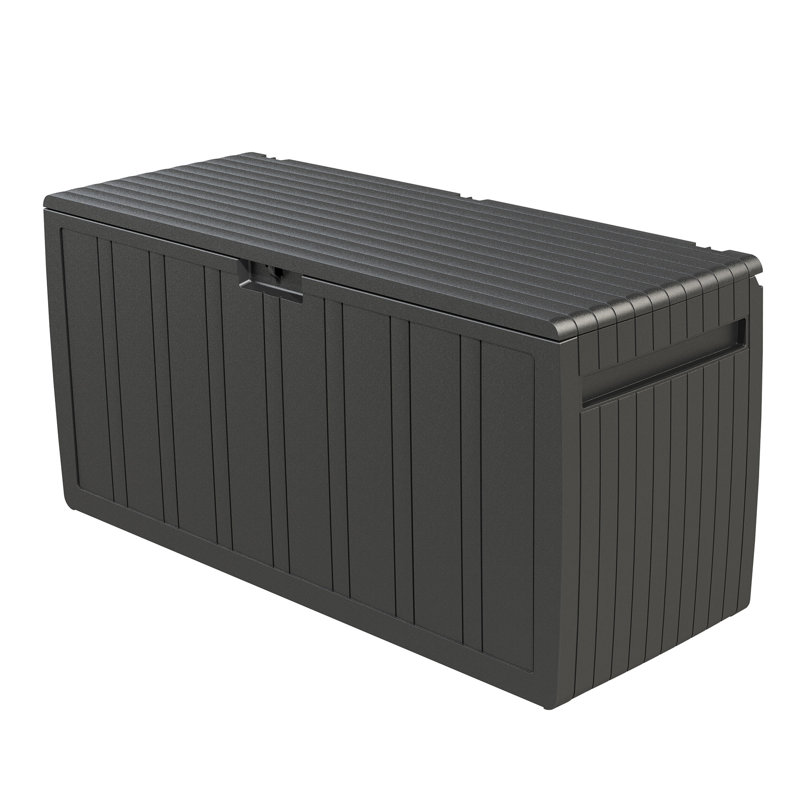 Coffre de terrasse verrouillable en plastique avec roues Ram Quality Products, Brun, 284 pte