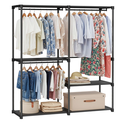Armoire portative, organisateur de placard autoportant, support à vêtements avec tablettes, tringles de suspension, organisateur de rangement, pour vestiaire, chambre à coucher, 54,3 x 16,9 x 71,7 pouces