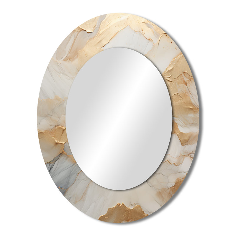 Miroir mural moderne beige et doré Glacier Stone Art III, 43 po x 33 po