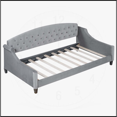 Modern Luxury Tufted Button Daybed, Twin, Gray with Durable Plywood Frame and Velvet Upholstery for Elegant Comfort
