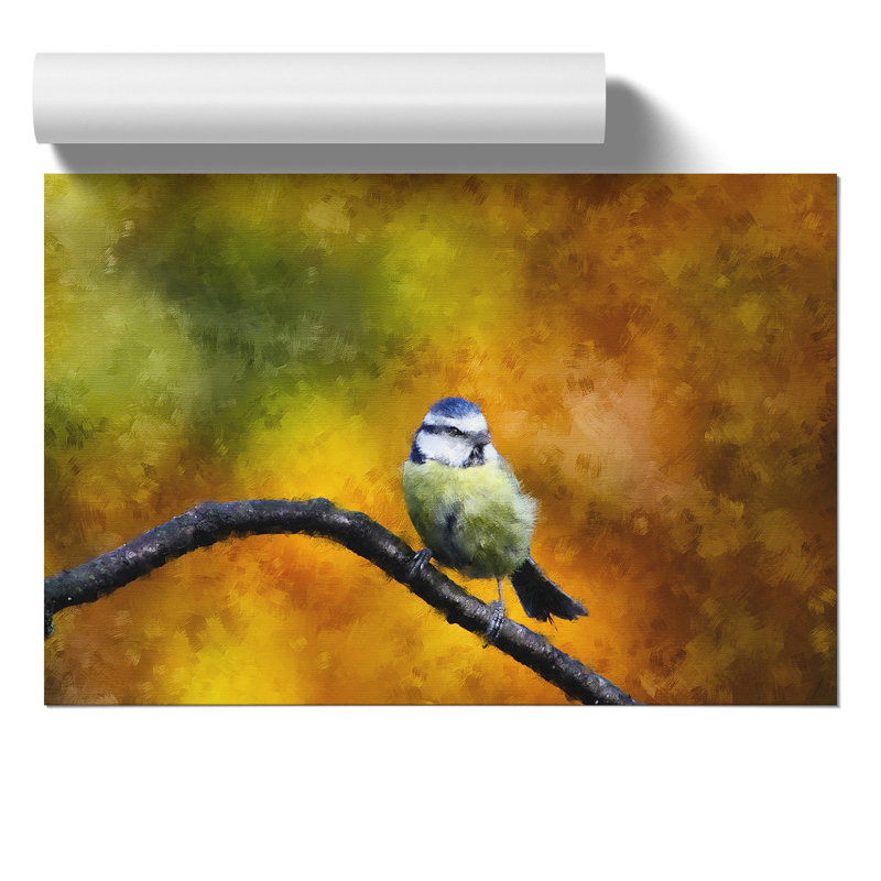 Blue Tit Bird Painting - Frameless Print, 42cm H x 59cm W x 0.1cm D