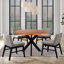 Round Solid Wood Top with Iron Base Dining Table