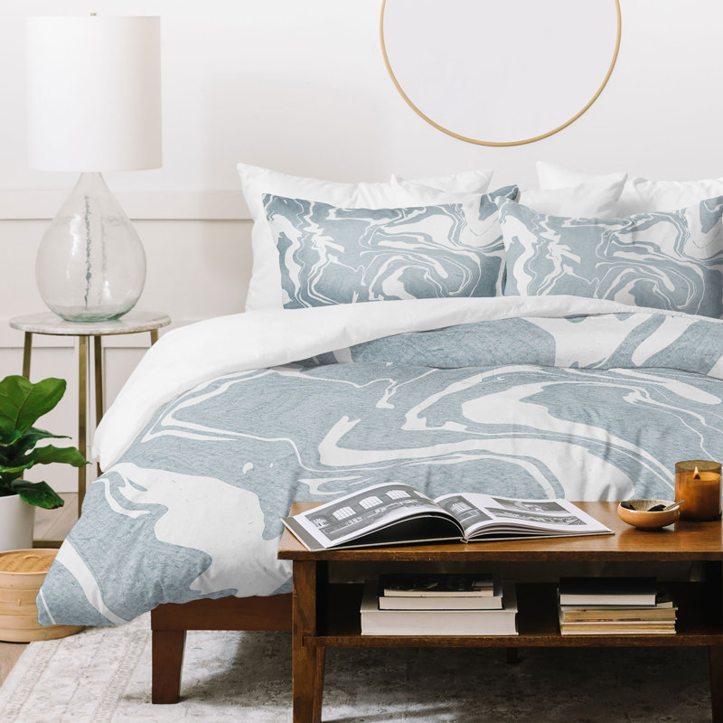 Ensemble de housse de couette Emanuela Carratoni, Bleu, Housse de couette lit simple TG + 1 taie décorati