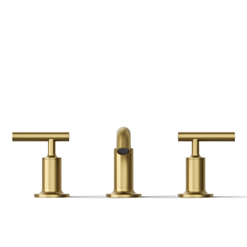 Purist Widespread Bathroom Faucet with Drain Assembly, Vibrant Brushed Moderne Brass