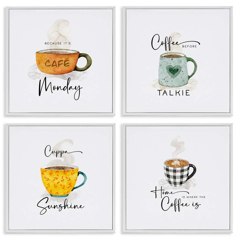 "Coffee Delights", ensemble de 4 impressions sur toile encadrées, design par Joy Hall, H 17 po x l 68 po