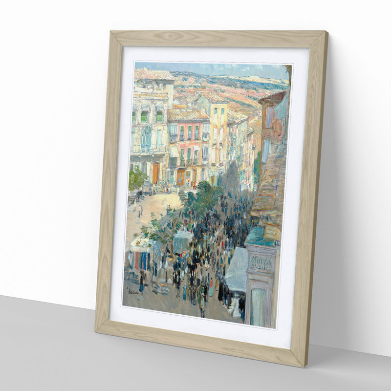 Southern French City by Childe Hassam - Picture Frame Painting, 65cm H x 48cm W x 2cm D, Oak Framed
