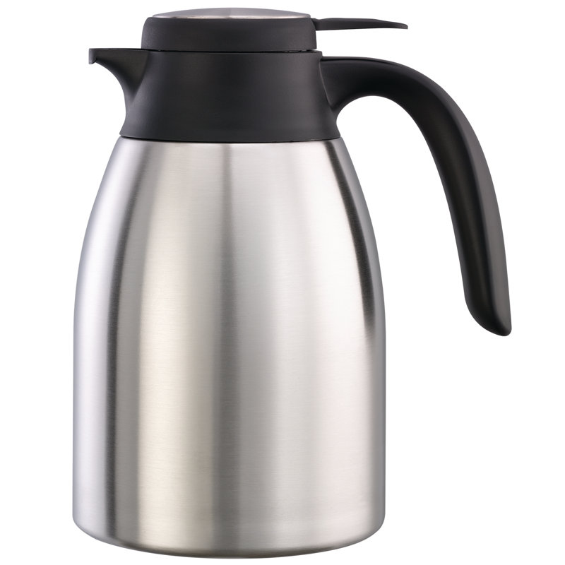 Stainless Pitcher with Flow Control Lid, 8" H x 6.75" W x 4.75" D