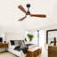 Nouveau ventilateur de plafond en bois de 52 pouces avec lumières et télécommande, moteur à courant continu réversible, ventilateur noir pour salon, chambre à coucher-792674001