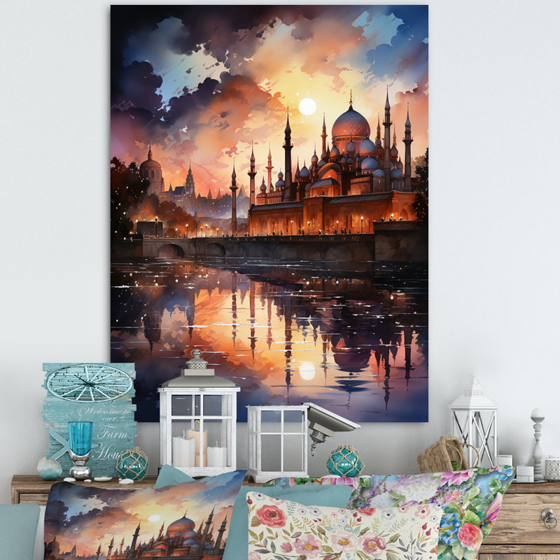 Laetann, art de la mosquée de l'Islam, silhouette II - reproduction, Toile tendue, H 40 po x l 30 po x P 1,5 po