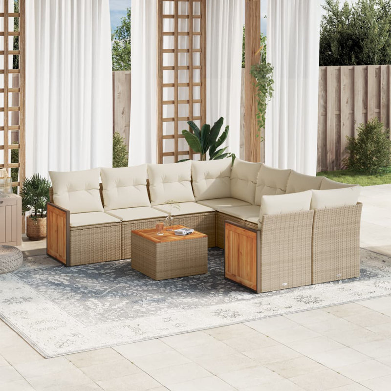 Ensemble de canapé de jardin en rotin PE 9 pièces Vidaxl