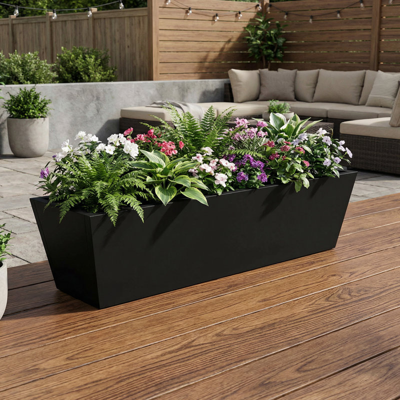 Metal Planters for Outdoor Plants, 9" H x 36" W x 10" D
