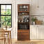 Grande armoire à café avec huche, station de café verticale avec tablette à micro-ondes et organisateur d'épices pour petits espaces