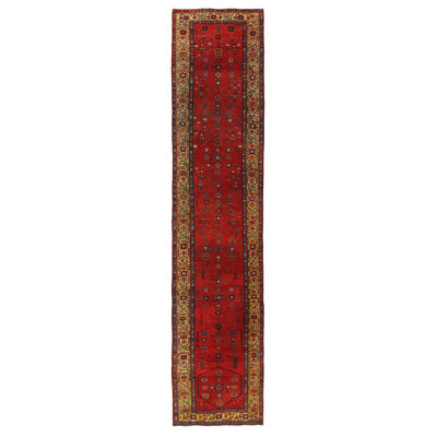 Rust Persian Antique Bidjar Runner 4'x18'