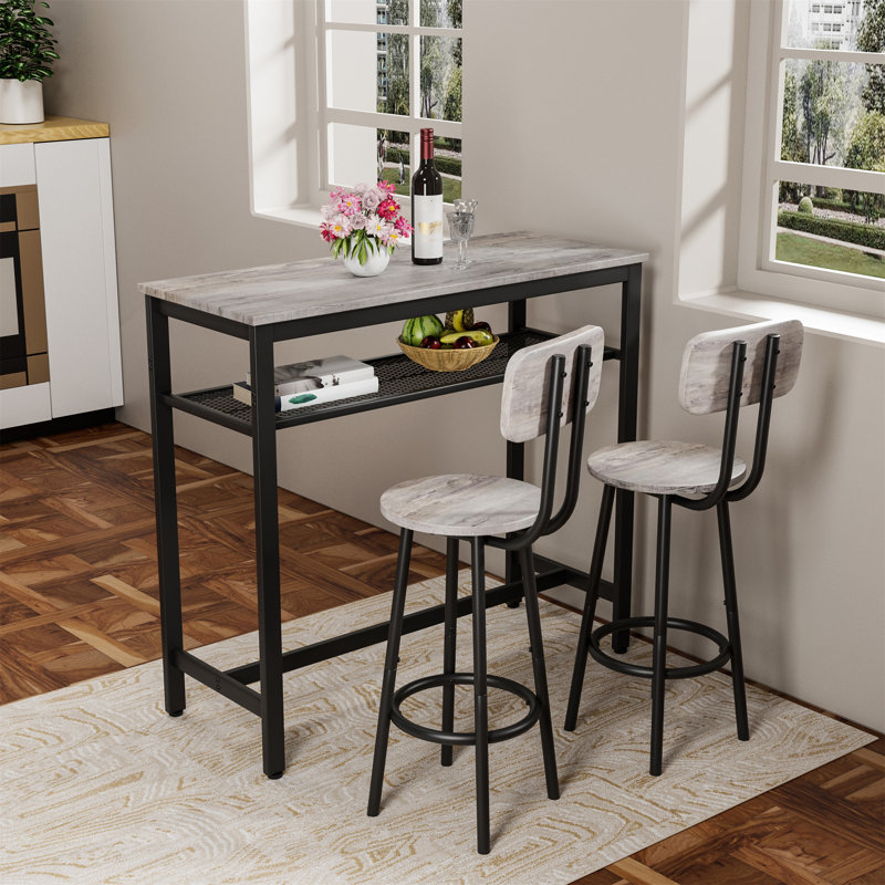 Ensemble de table et chaises de bar, Gris, Noir, Gris